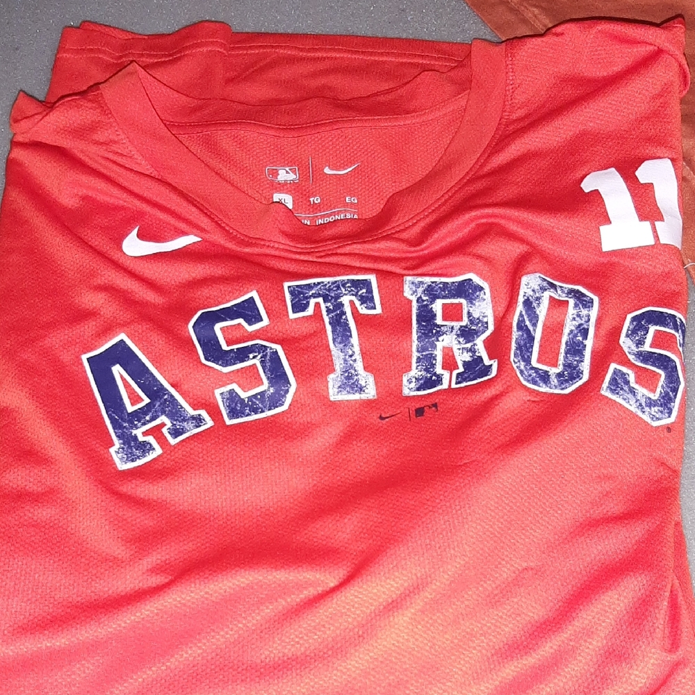 Nike Red Astros Jersey with White and Blue Accents